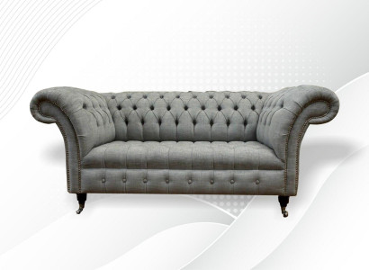 Leder Sofa Couch Zweisitzer Grau Einrichtung Lounge Club Sofas Couchen 2 Sitzer